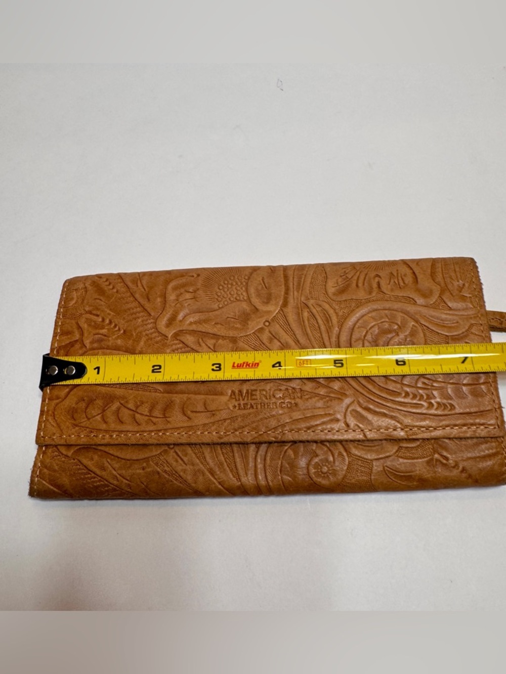 Pre-owned American Leather Co.: Brandy Tooled Trifold Wallet - Picture 6 of 15